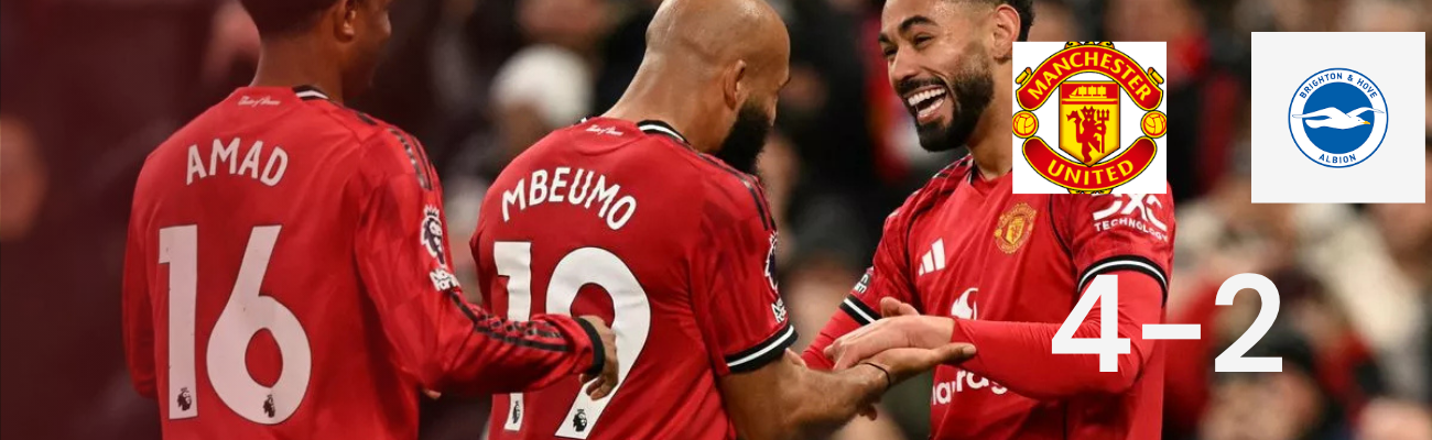 Manchester United Dominate Brighton & Hove Albion 4-2, Mbeumo the Star of the Match
