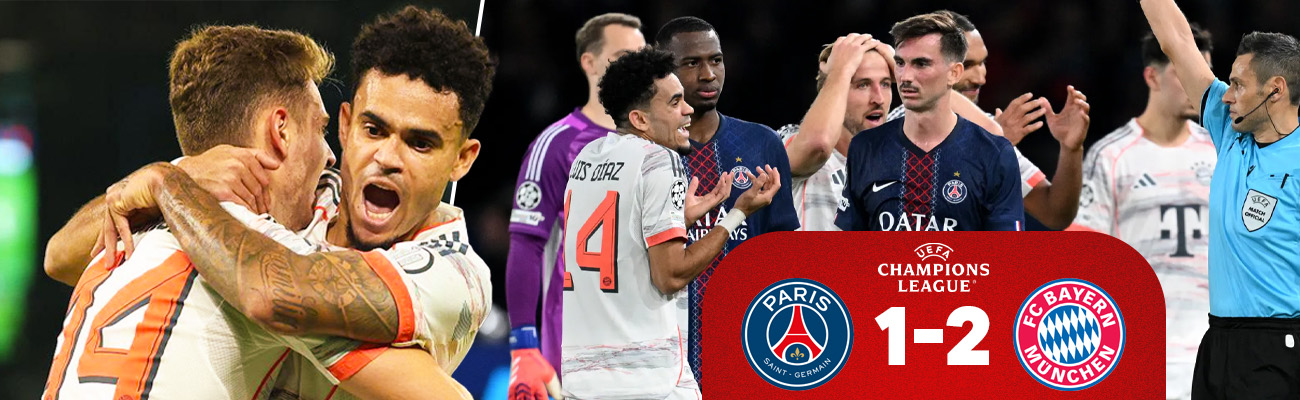PSG 1 - 2 Bayern Munich: Match Report - 10-Men Bayern Hold Off the Current Champions Through Díaz Brace