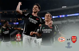 PSV 1-7 Arsenal: Arsenal Record Biggest Ever Away Win at UCL Knockout Rounds